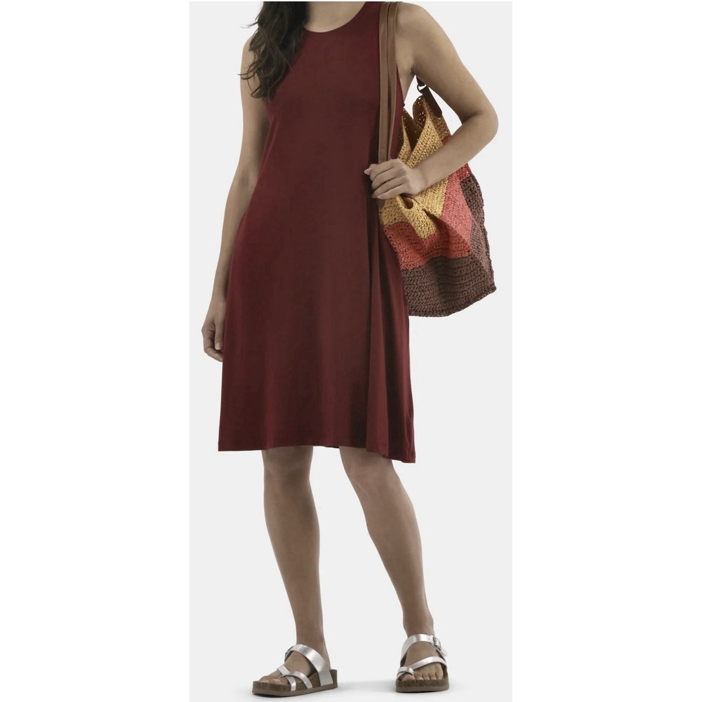 Time and Tru Women's Sleeveless Knit Swing Dress Size XS Wine Punch‎ NWT